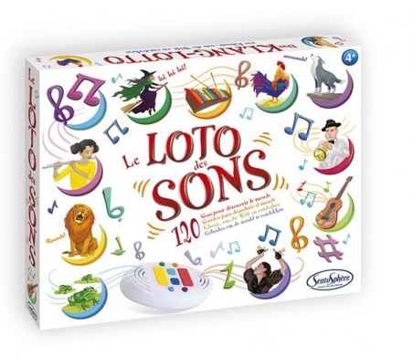 Loto des sons, un jeu sonore et éducatif pour les enfants dès 4 ans.